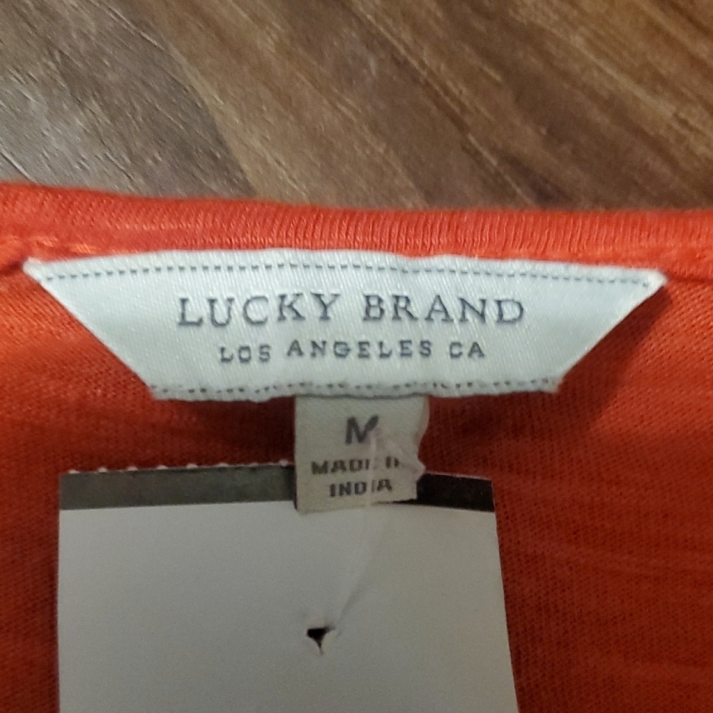 Lucky Brand Orange Crochet Sleeve Blouse - Picture 2 of 9